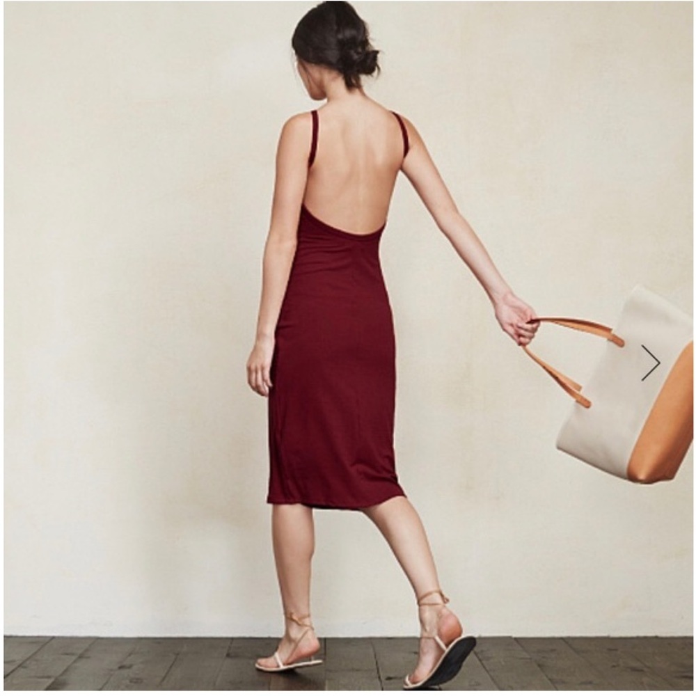 Reformation Carson Red Rib Knit Open Back Bodycon Midi Dress Size Medium - Picture 3 of 8